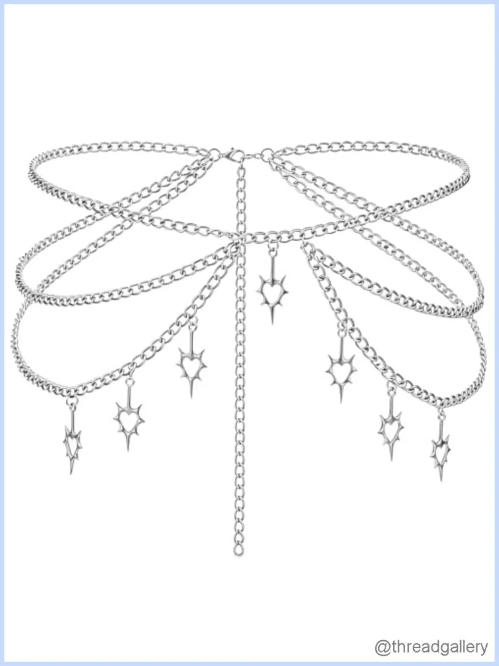 Star Waist Chain Belt Women Gothic Crossover Body Belly Chain Adjustable Metal